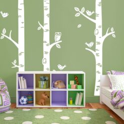 Exclusive Muurstickers Bomen met Uil (Wit)