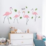 Muursticker Flamingo's