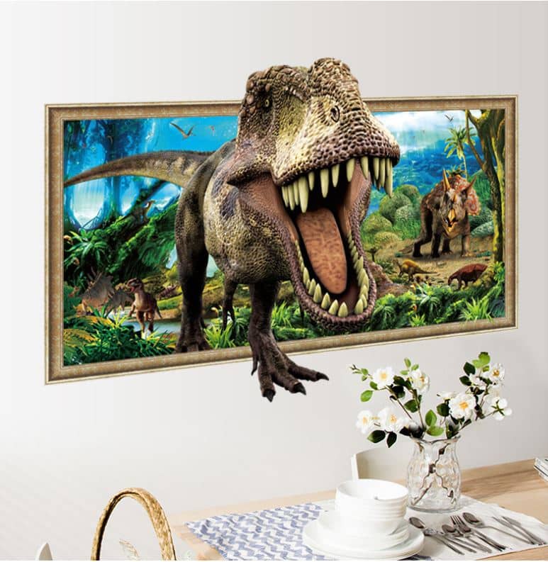 Versterker Zuidwest huilen Muursticker Dinosaurus T-Rex 3D - Meermuurstickers.nl Kinderkamer