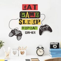 Muursticker Controllers Eat Game Sleep Repeat Gamer