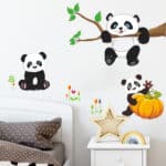 Muursticker lieve Pandabeertjes