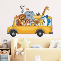 Muursticker Dieren Bus