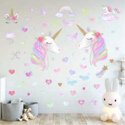 Muursticker Unicorns met Versiersels versie A