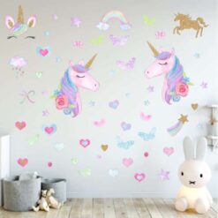 Muursticker Unicorns met Versiersels versie B