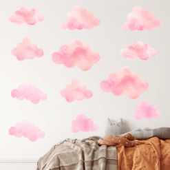 Muursticker Wolken Roze