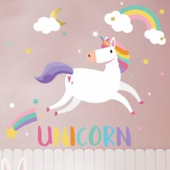 Muursticker Unicorn Regenboog