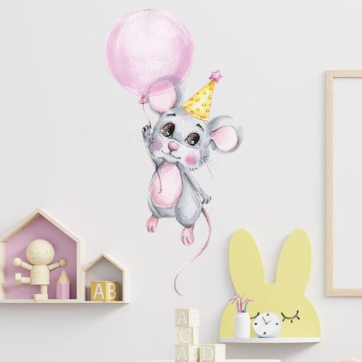 Muursticker Muis met Ballon