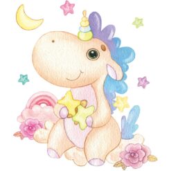 Muursticker Baby Unicorn