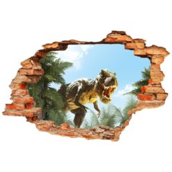 Muursticker Dinosaurus t-rex Gat in de Muur