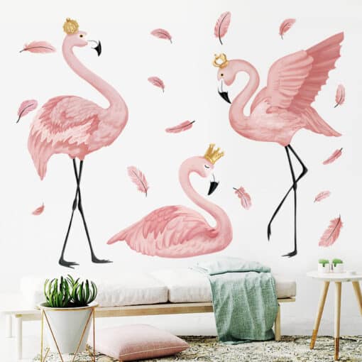 Muursticker mooie Flamingo's