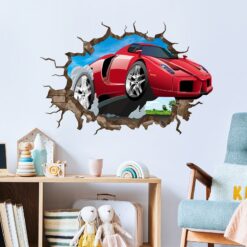 Muursticker Sportauto door Muur