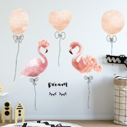 Muursticker Flamingos met Ballonnen