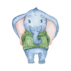 Muursticker Olifant met Kleren