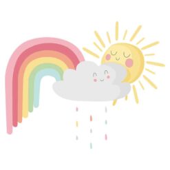 Muursticker Regenboog Wolk Zon