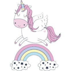 Muursticker Unicorn op Regenboog