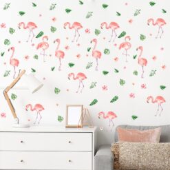 Muursticker kleine Flamingo's