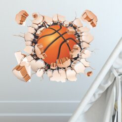 Sticker Basketbal door Muur Klein