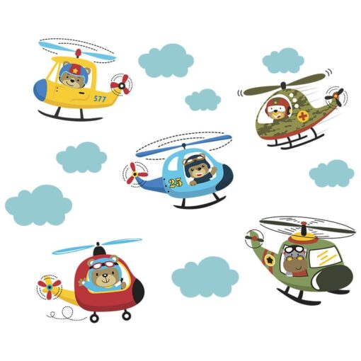 Muursticker Helikopters met Dieren