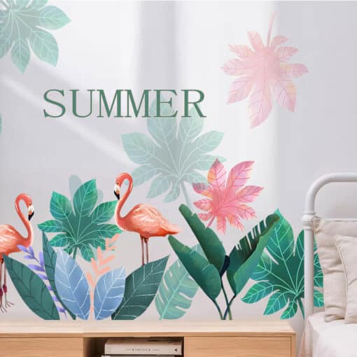 Muursticker Flamingos Summer