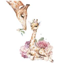 Muursticker Moeder en Baby Giraffe